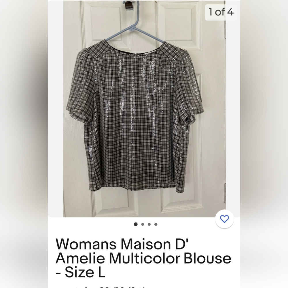 Womans Maison D' Amelie Multicolor Sequin Blouse - Size L